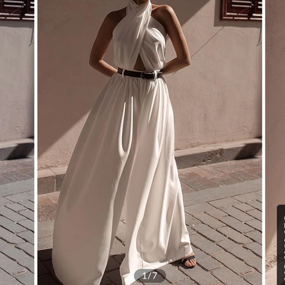 Criss Cross Halter Backless Jumpsuit Without Belt - Picture 2 of 4